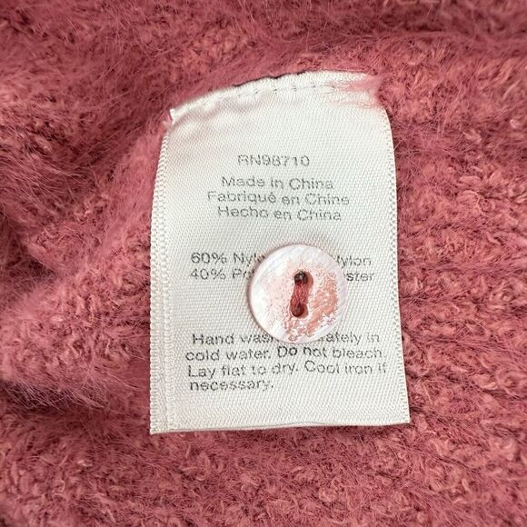 The Reeds x J.Crew‎ Size M Fuzzy Cardigan Sweater Flamingo Pink Eyelash Preppy - Picture 12 of 16